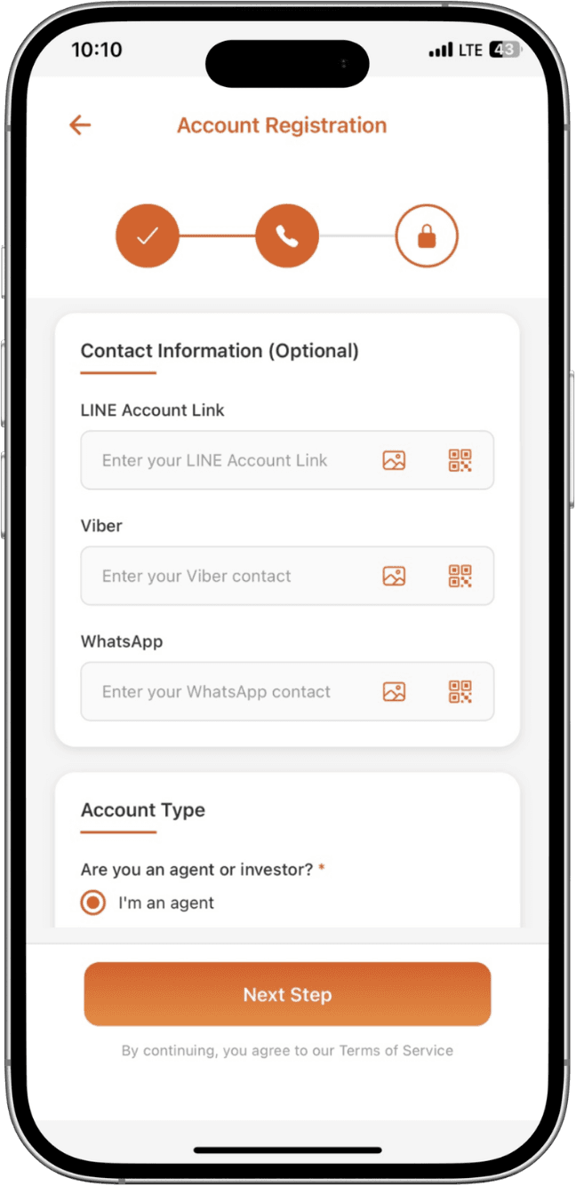 Inspire Wallet account details form