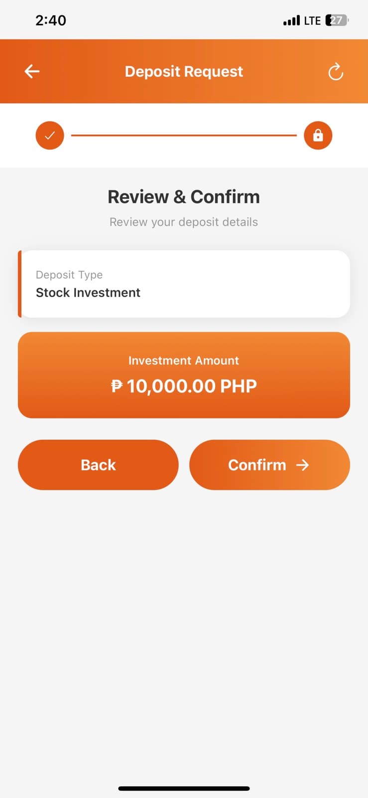 Buy stocks step 3 screen